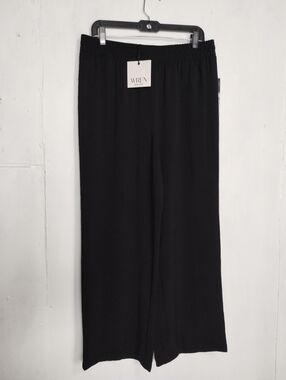 Wren Black Elastic Waist Women's Wide-leg Pants Size (L)